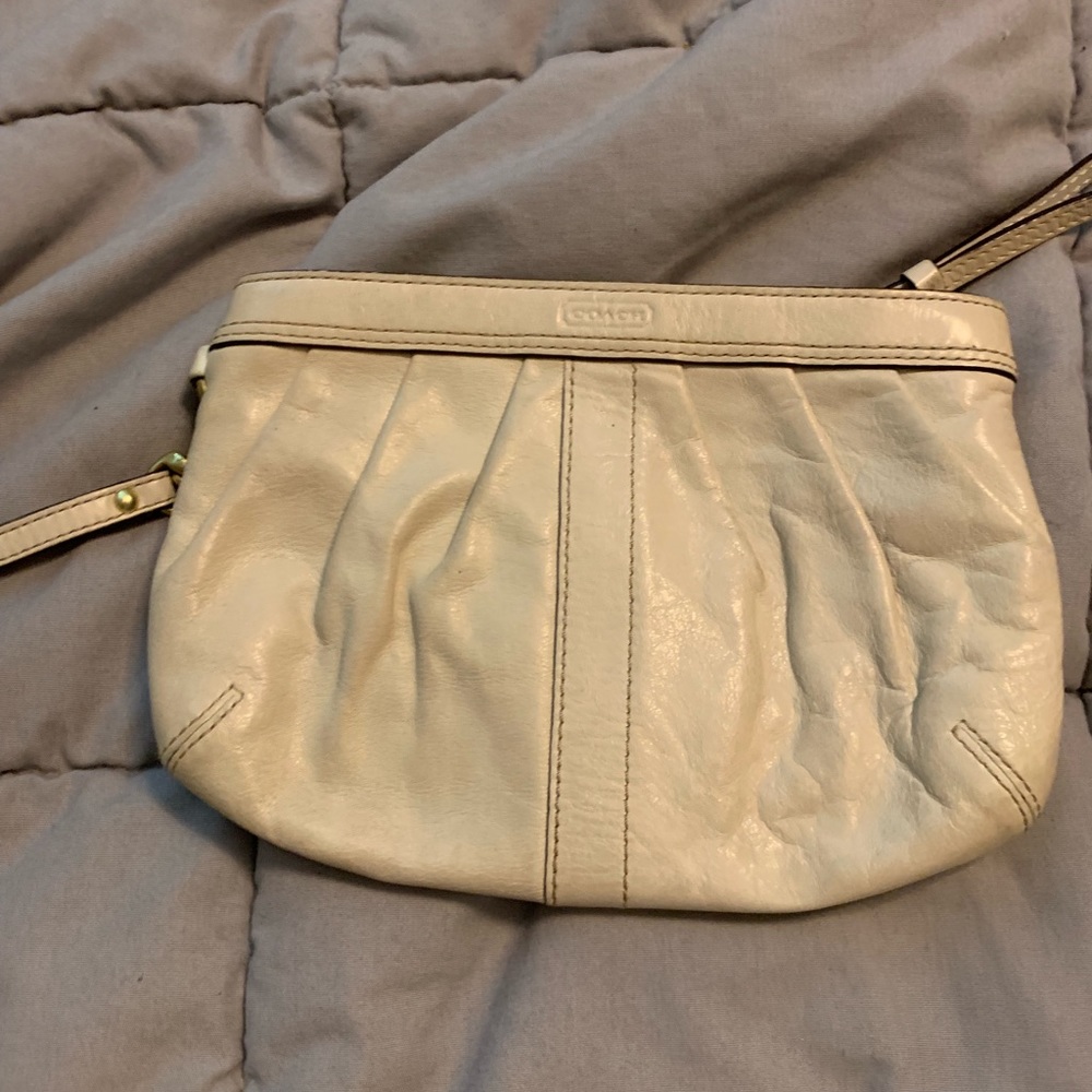 Coach natural leather wristlet